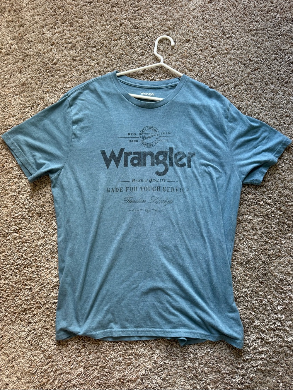 Vintage Wrangler Blue Graphic Logo T-Shirt - XL